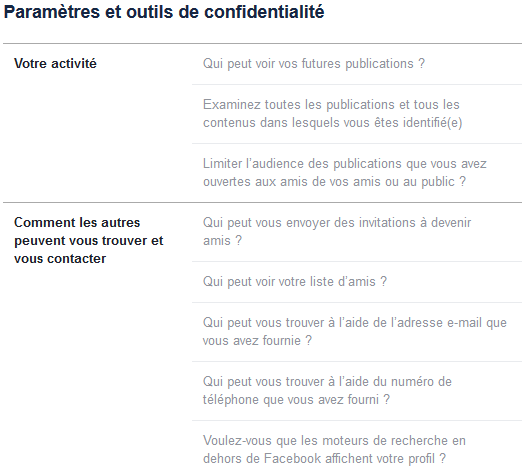 facebook_Paramètres et outils de confidentialité